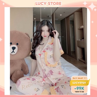 Pijama đồ bộ ngủ quần áo mặc nhà nữ lụa mango cao cấp Lucy Store
