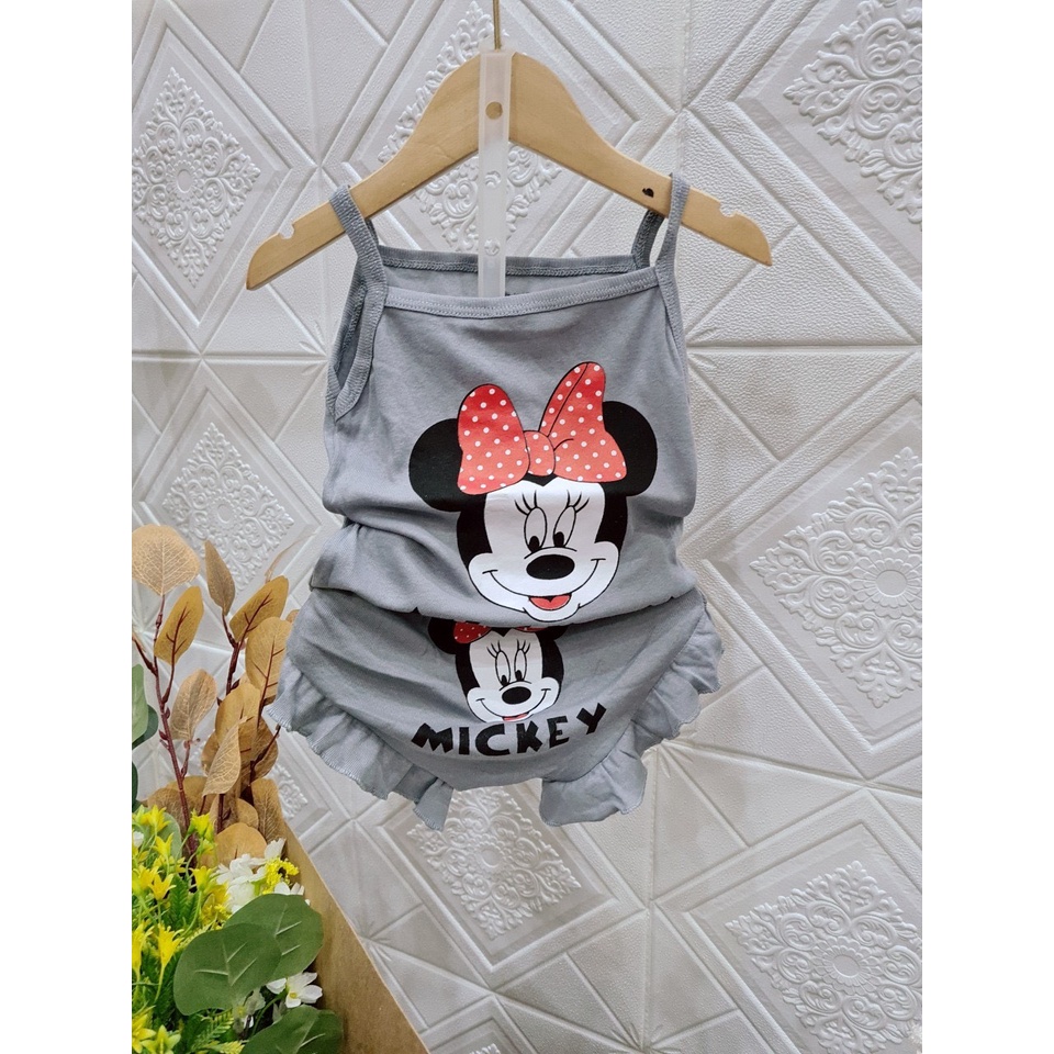 Bộ ba lỗ 2 dây vải cotton in hình míc key cực dễ thương nhiều màu cho bé từ 8-18kg - SUMO KIDS