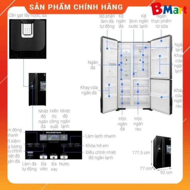 [ VẬN CHUYỂN MIỄN PHÍ KHU VỰC HÀ NỘI ] Tủ lạnh Hitachi Side by side 3 cửa màu đen R-FM800GPGV2(GBK) - [ Bmart247 ]  - BM