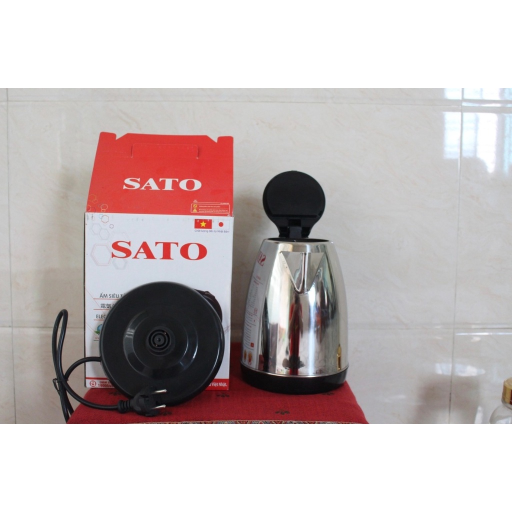 Ấm siêu tốc inox  chính hãng SATO  dung tích  1.8L, bảo hành 12 tháng