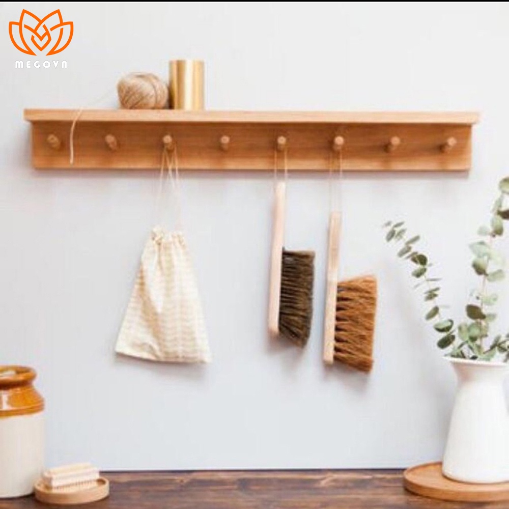 Kệ Treo Áo Khoác, Khăn, Đồ Dùng Gắn Tường Bằng Gỗ Thông, Kệ Gỗ Treo Tường MEGOVN đẹp