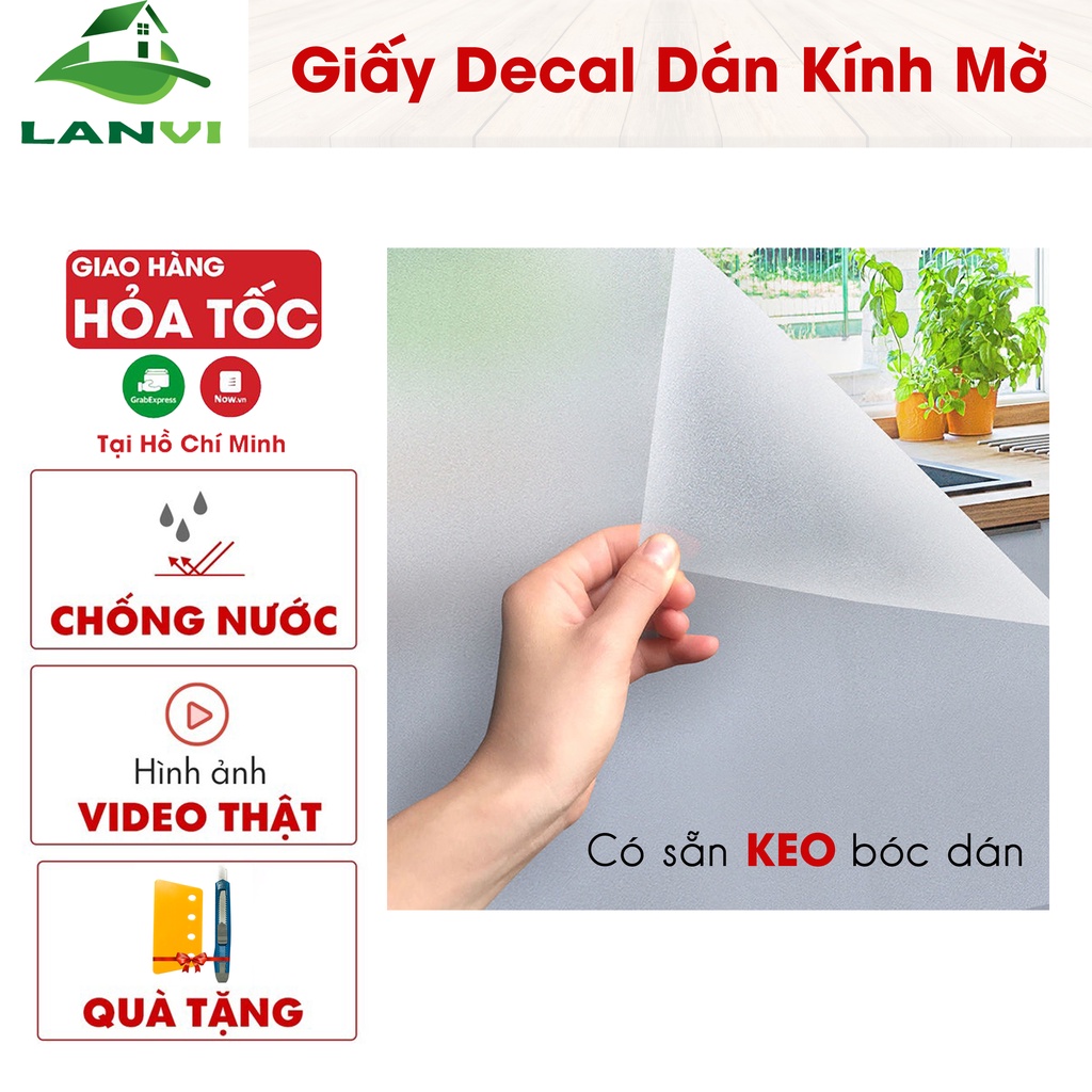 Giấy dán kính decal mờ chống nhìn trộm, dán kính mờ nhám dán cửa kính phòng ngủ đẹp giá rẻ khổ 1.2m