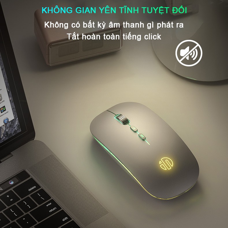 Chuột không dây wireless chính hãng Sidotech Inphic M1L silent sạc pin 1 lần dùng 8 tuần phong cách chuột Macbook