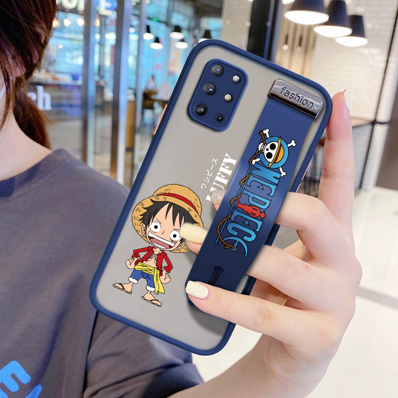 (Có Vỏ đeo tay)Ốp lưng điện thoại OnePlus 8T Nord N10 5G Vỏ Anime Luffy Bìa Phim hoạt hình Chống va đập Mặt sau mờ Mặt sau Bảo vệ toàn bộ Ống kính