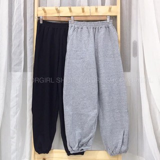 Quần jogger nỉ ống bo 2 màu (Xám - Đen) - Shopforgirl