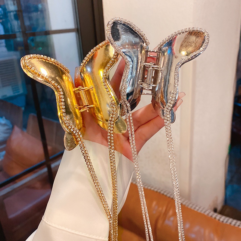 Kẹp Tóc Bướm Tua Rua Đính Hạt Lấp Lánh Thời Trang Mới