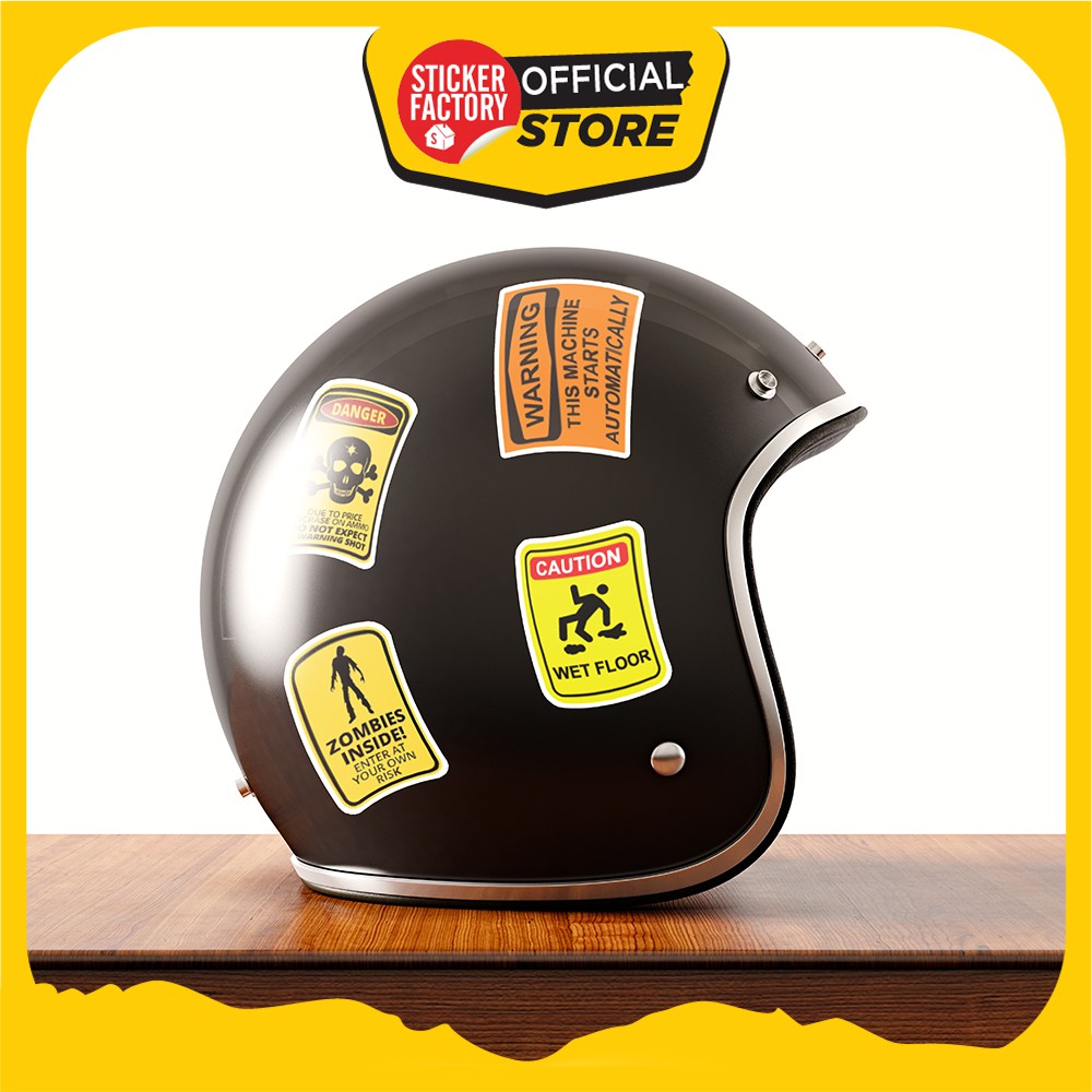 Chủ đề Warning - Hộp set 30 sticker decal hình dán nón bảo hiểm , laptop, xe máy, ô tô STICKER FACTORY