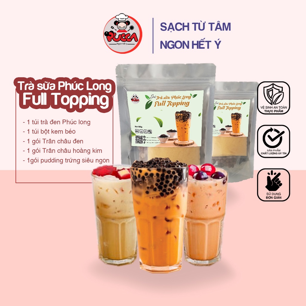 Set Trà Sữa Phúc Long Full Topping, Chuẩn Vị Pucca Tự Làm Tại Nhà Combo 10  - 25 Ly | Shopee Việt Nam