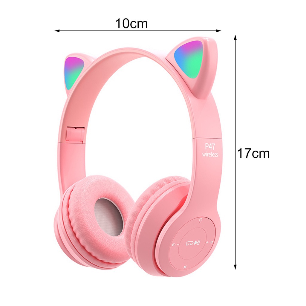 Tai nghe bluetooth chụp tai có mic Headphone Tai Mèo Bluetooth 5.0 Tai Nghe Chụp P47M Mẽ Thương Có Micro Đàm Thoại