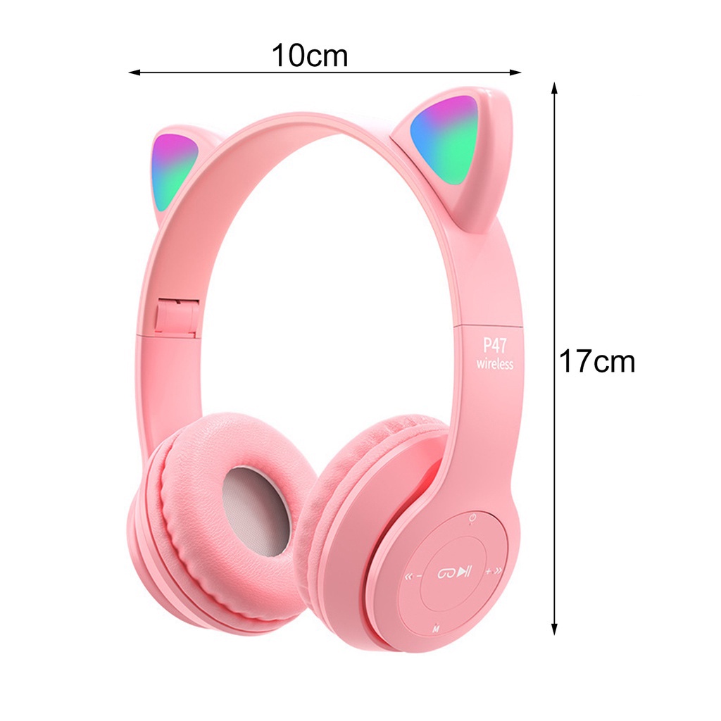 Tai nghe mèo bluetooth chụp tai có mic Headphone Tai Mèo Bluetooth 5.0 Tai Nghe Chụp P47M Mẽ Thương Có Micro Đàm Thoại