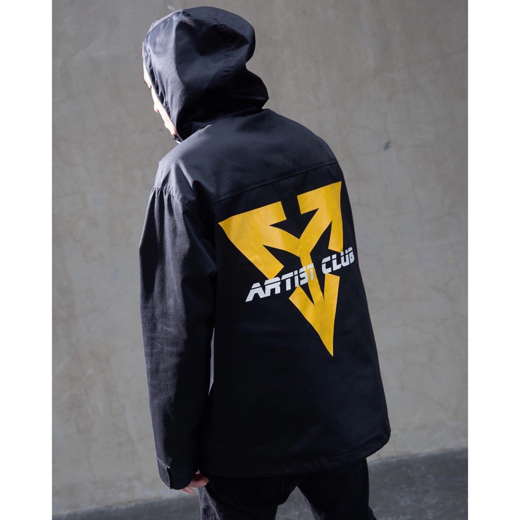 Áo khoác dù Unsex in hình ARTIST CLUB có mũ, jacket form rộng màu đen | BigBuy360 - bigbuy360.vn