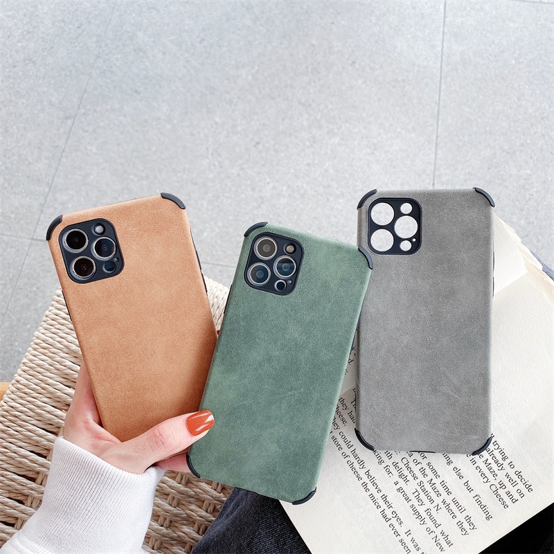 Ốp Điện Thoại Da Lộn Chống Sốc Chống Thấm Nước Thời Trang Cho iPhone 7 8 Plus 11 12 Pro Max Xr X Xs Max