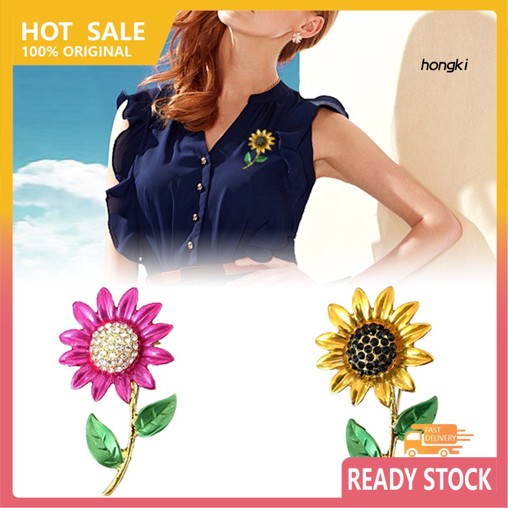 Ghim Cài Áo Hình Hoa Hướng Dương Đính Đá Nhân Tạo Thời Trang Cho Nữ
