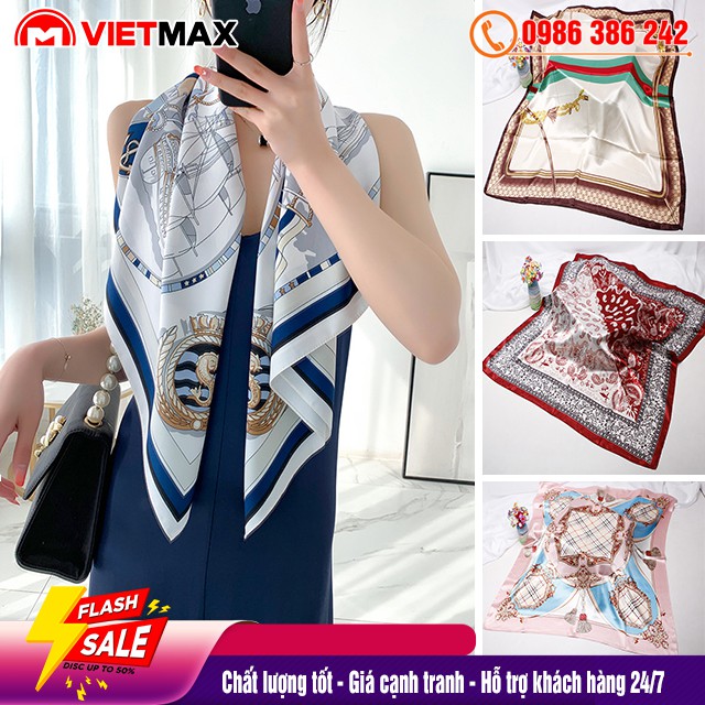 🎁 Khăn Turban Lụa Satin Vuông 90x90 cm Khổ To Làm Áo Yếm Quyến Rũ Cho Nữ