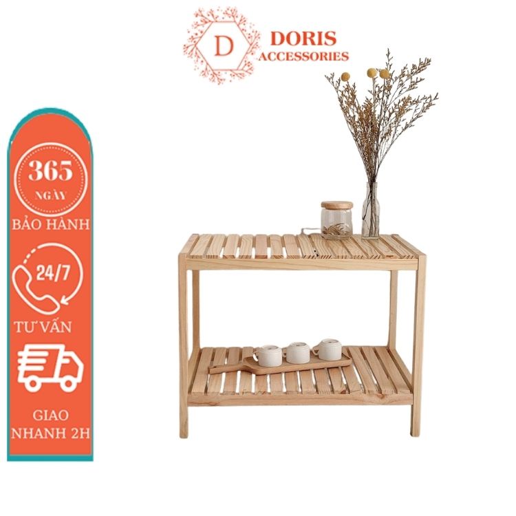 Kệ Giày Gỗ 2 Tầng - Giá Để Đồ Trang Trí Phòng Nội Thất Hàn Quốc Gỗ Thông [ KT 80 x 26 x 50 cm ] DORIS ACCESSORIES