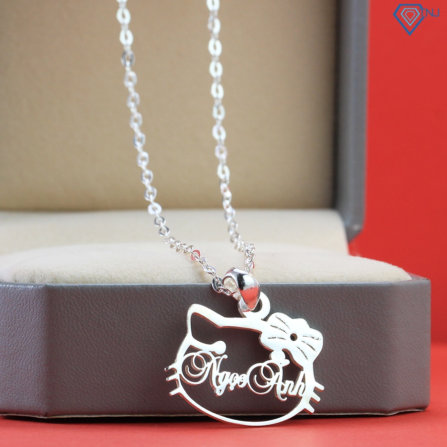 Vòng cổ bạc cho bé gái khắc tên hình Hello Kitty DCT0019 - Trang Sức TNJ