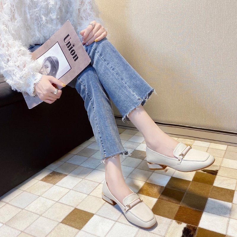 Giày Lười Da Mũi Vuông Thời Trang Cho Nữ