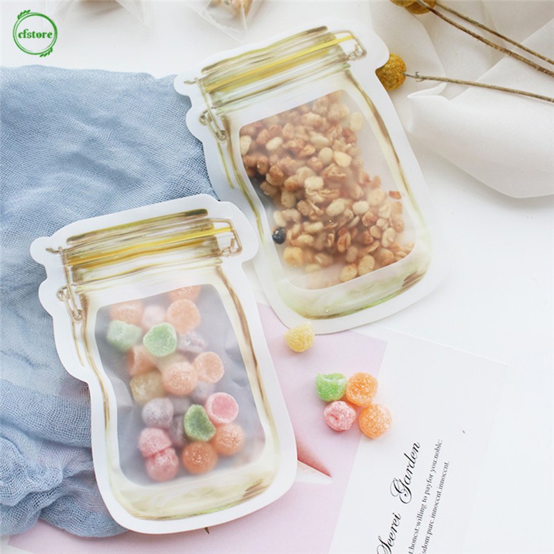 Túi có dây kéo chống rỉ hình lọ dùng để đựng thức ăn