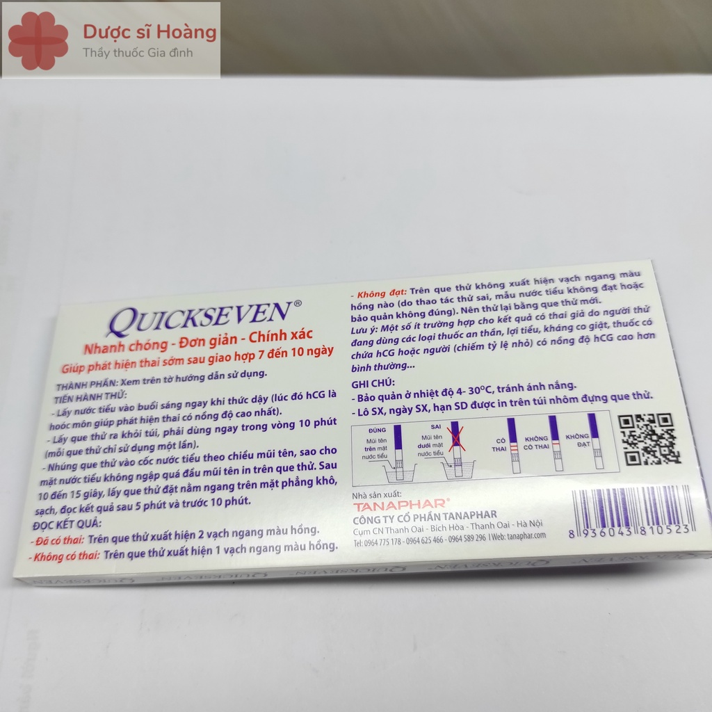 [Che tên sản phẩm] Que Thử Thai Quickseven - Test Thử Thai Nhanh Chính Xác