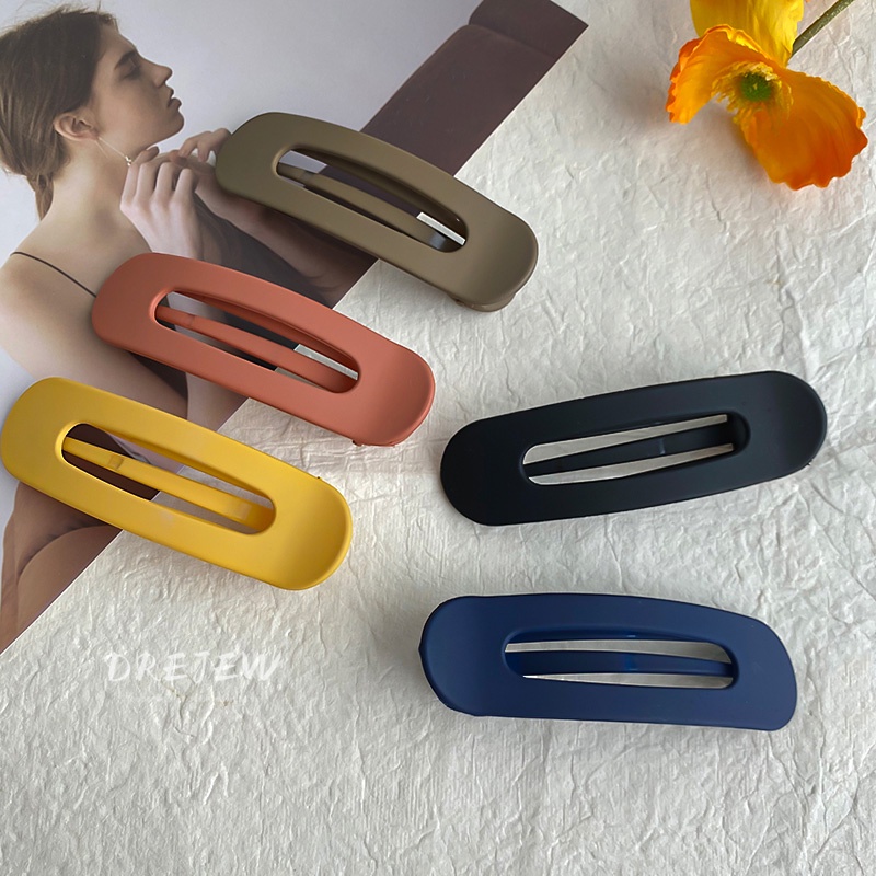 DREJEW Kẹp tóc bằng acrylic màu trơn họa tiết hình học phong cách Nhật Hàn