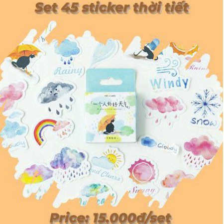 SET 45 STICKERS THỜI TIẾT SIÊU CUTE