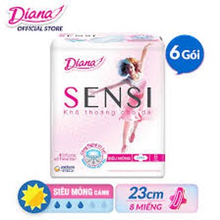 Bộ 6 gói Băng vệ sinh Diana Sensi siêu mỏng cánh gói 8 miếng