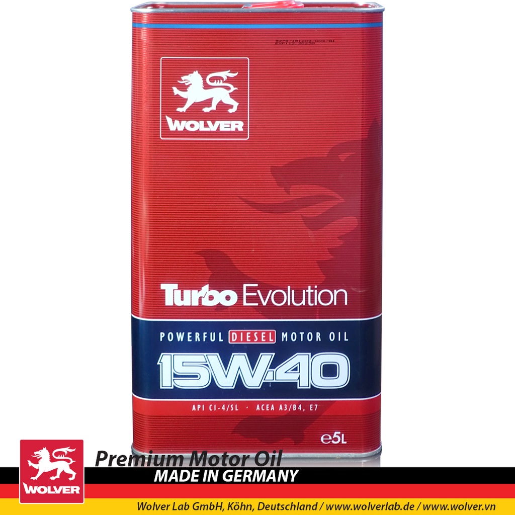 Nhớt WOLVER Turbo Evolution 15w40 CI4 Cal 5L (Nhập Khẩu Đức)