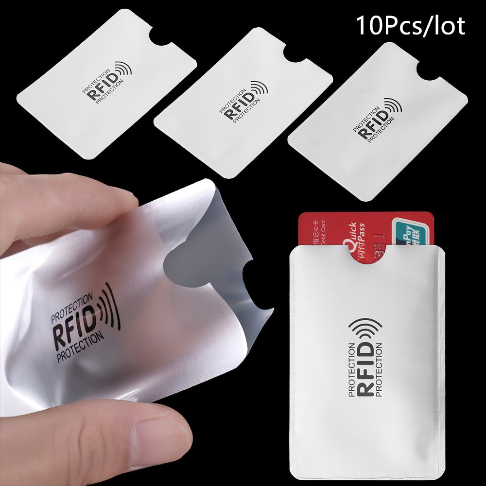 Set 10 Vỏ Nhôm Đựng Thẻ Id Rfid Chống Trộm Giá Đỡ