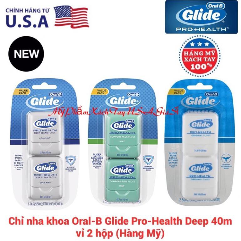 Chỉ nha khoa Oral-B Glide Pro-Health Deep Clean Floss Cool Mint 40m vỉ 2 hộp
