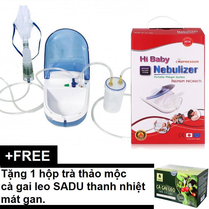 Máy Xông Hút Mũi Họng Hibaby 2 Trong 1 an toàn với trẻ em tặng trà túi lọc cà gai leo Sadu