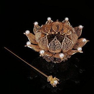 Cài tóc hoa sen DIY hanmade cổ trang