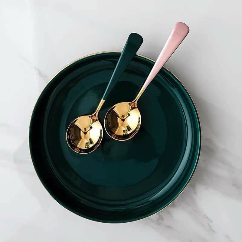 Thìa inox mạ vàng phối màu hàng đẹp