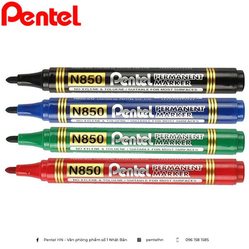 Bút Dạ Dầu Pentel N850 | Mực Nhanh Khô Không Nhòe Khi Thấm Nước | Viết Được Trên Nhiều Chất Liệu | Permanent Marker