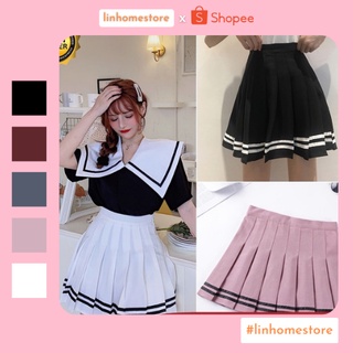 Chân Váy Tennis Chân Váy Xếp Ly Chất Thun Dáng Chữ A Ngắn Thiết Kế Phong Cách Nữ Sinh Nhật Bản