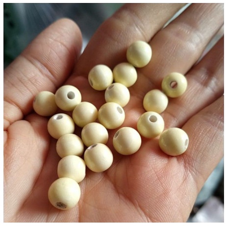 5-10 viên đá gốm sứ tròn màu kem 7mm