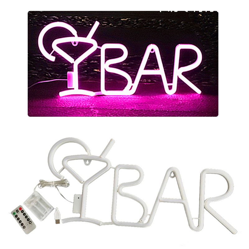 SPMH Juice Letter BAR Neon Lamp Creative LED Night Light Bar Wall Hanging Ornaments