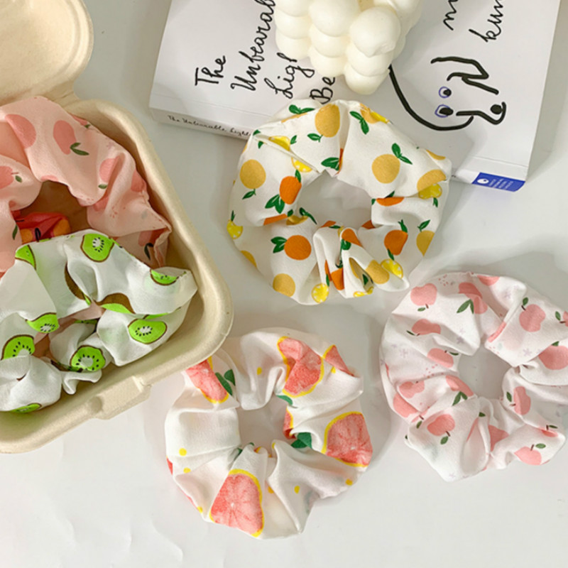 Dây Buộc Tóc Co Giãn Họa Tiết Trái Cây Đáng Yêu