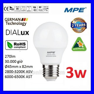 Bóng led bulb 3W cao cấp MPE ( tiêu chuẩn Châu Âu ) - Điện Việt