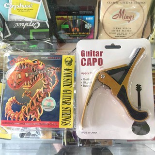 Combo Capo guitar và bộ dây đàn guitar Aucostic Alice A406/206