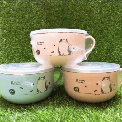 Tô ăn mì có nắp cách nhiệt 15x9cm 700ml tiện lợi khi mang đi làm, du lịch