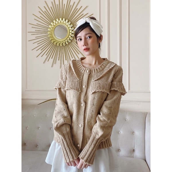 Áo Len Viền Bèo Cúc Ngọc, Áo Len Tay Bồng Sợi Đan Hàng Loại 1 | BigBuy360 - bigbuy360.vn