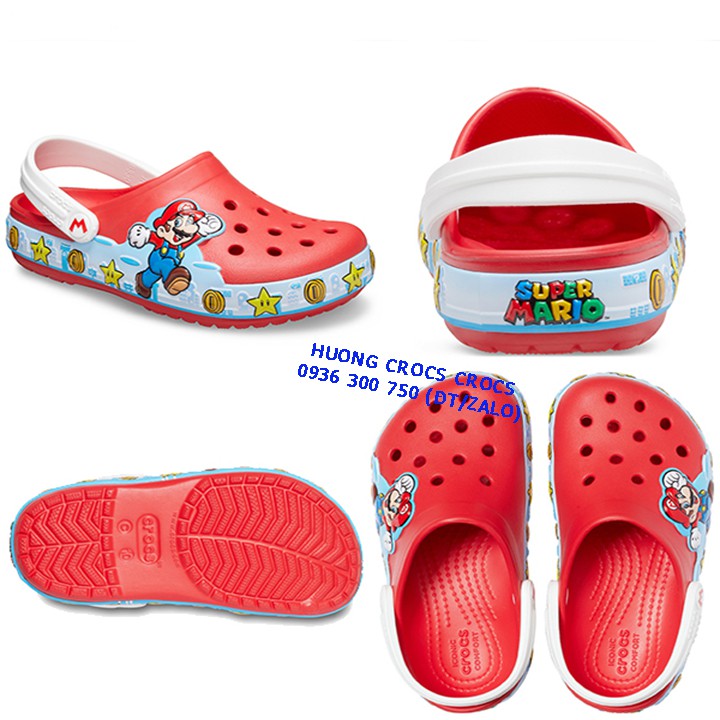 DÉP SỤC CROCS 3D TRẺ EM HÌNH SUPER MARIO MÀU ĐỎ