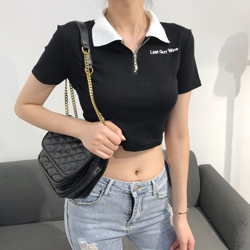 Áo crop top tay ngắn dáng ôm cho nữ