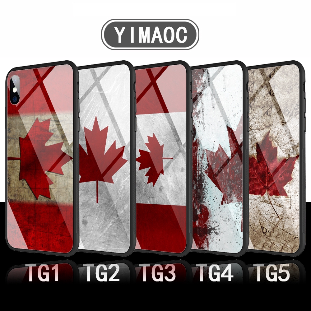 Ốp điện thoại in hình cờ lá phong Canada mặt kính 71C thích hợp cho iPhone XS Max XR X 11 Pro 7 8 6 6S Plus