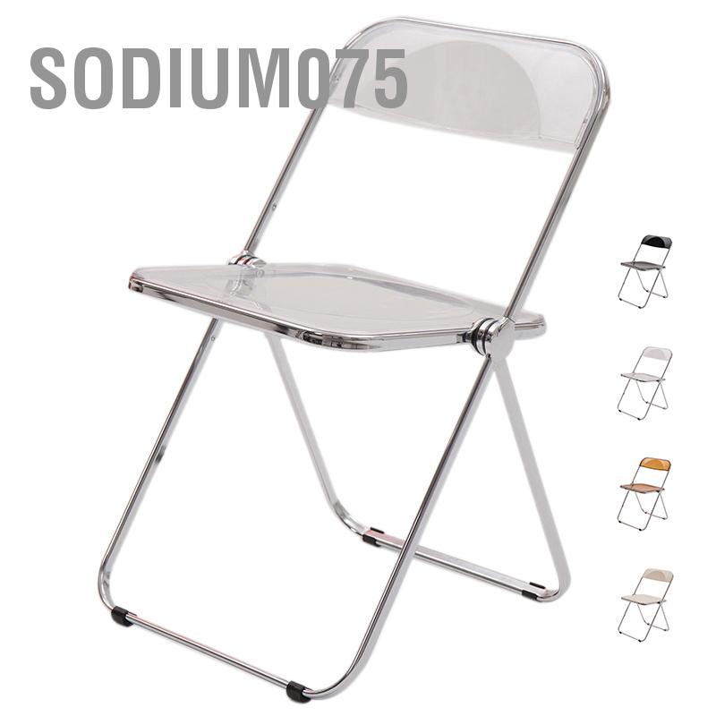 Có thể bán buôn Ghế gấp Acrylic Mạ điện Chân bạc Gấp ăn Cửa hàng quần áo Chụp ảnh trang điểm Sodium075 Hàng giao ngay