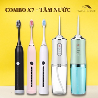 Combo Máy Tăm Nước và Bàn Chải Điện Sonic X7 - Tăm nước vệ sinh răng miệng, bàn chải đánh răng điện bản cao cấp
