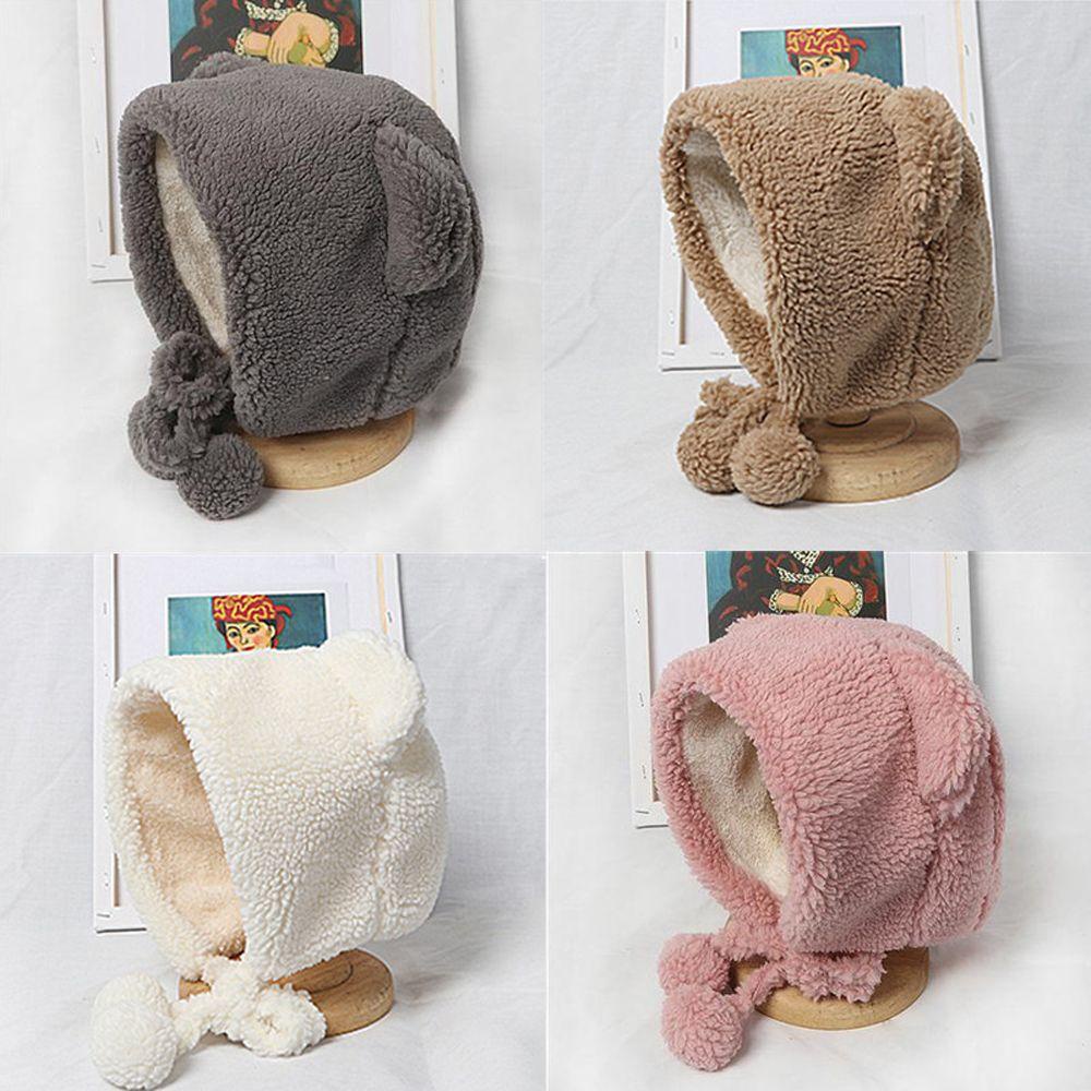 Nón Len Dày Dặn Giữ Ấm Hình Tai Gấu Dễ Thương Nhiều Màu Tùy Chọn Cho Nữ