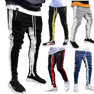 Men's Casual Slim Fit Sweat Pant Jogger Pants Zipper Decoration Fitness Trousers