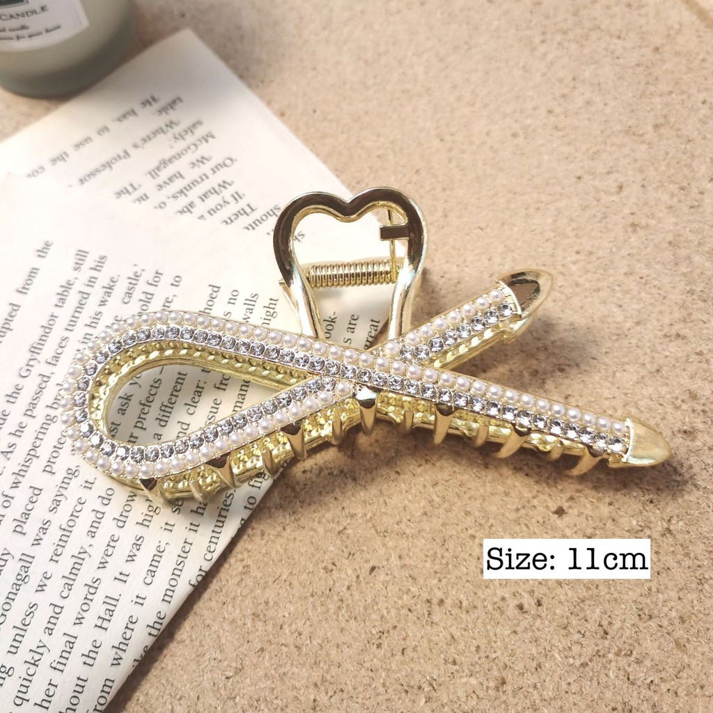 Kẹp tóc Hàn Quốc đính đá ngọc cặp tóc càng cua kim loại con cá thời trang xinh sang hottrend cho nữ Miituu KC