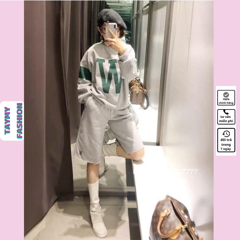 Áo hoodie nữ mix quần short hàng chính hãng chất vải cotton mềm mịn thấm hút thoáng mát hình in nét bóng mã TM 90